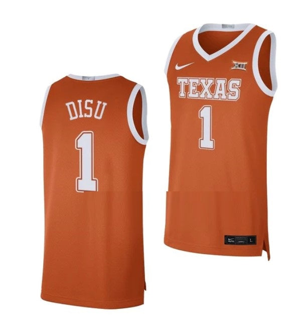 Men's #1 Dylan Disu Jersey Texas Longhorns College Basketball Jerseys Orange Limited