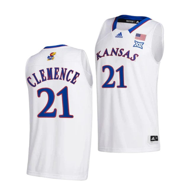 Men's #21 Zach Clemence Jersey Kansas Jayhawks College Basketball Jerseys White 2022