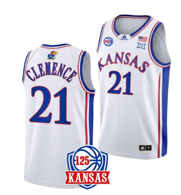 Men's #21 Zach Clemence Jersey Kansas Jayhawks College Basketball Jerseys White