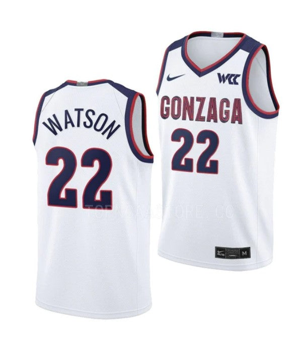 Men's #22 Anton Watson Jersey Gonzaga Bulldogs College Basketball Jerseys White