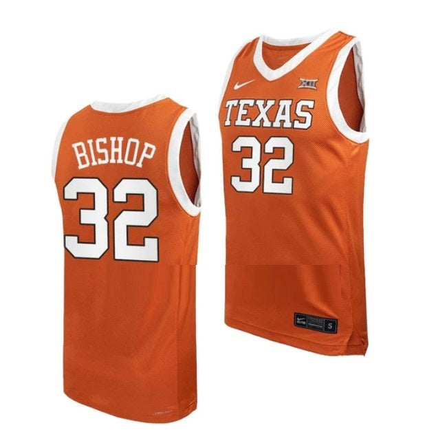 Men's #32 Christian Bishop Jersey Texas Longhorns College Basketball Jerseys Orange