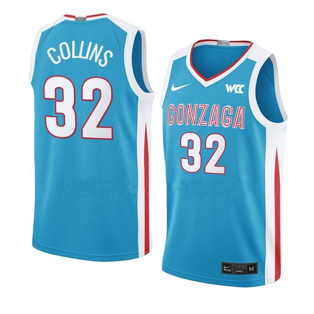 Men's #32 Zach Collins Jersey Gonzaga Bulldogs College Basketball Jerseys Blue