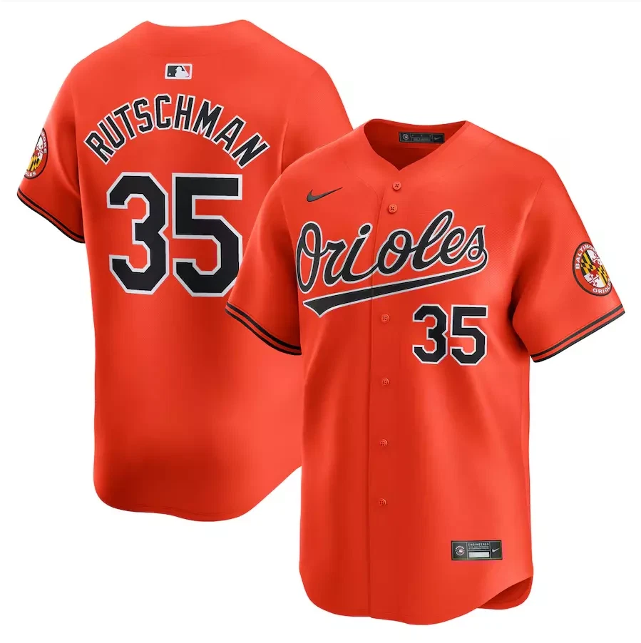 Men's #35 Adley Rutschman Orange Alternate Limited Player All Stitched Jersey