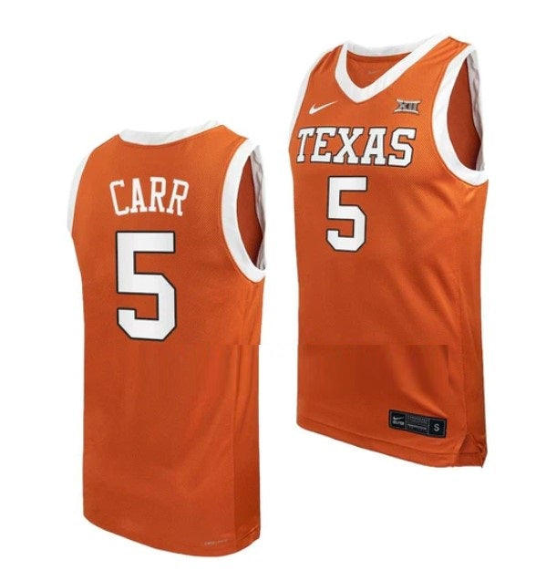 Men's #5 Marcus Carr Jersey Texas Longhorns College Basketball Jerseys Orange