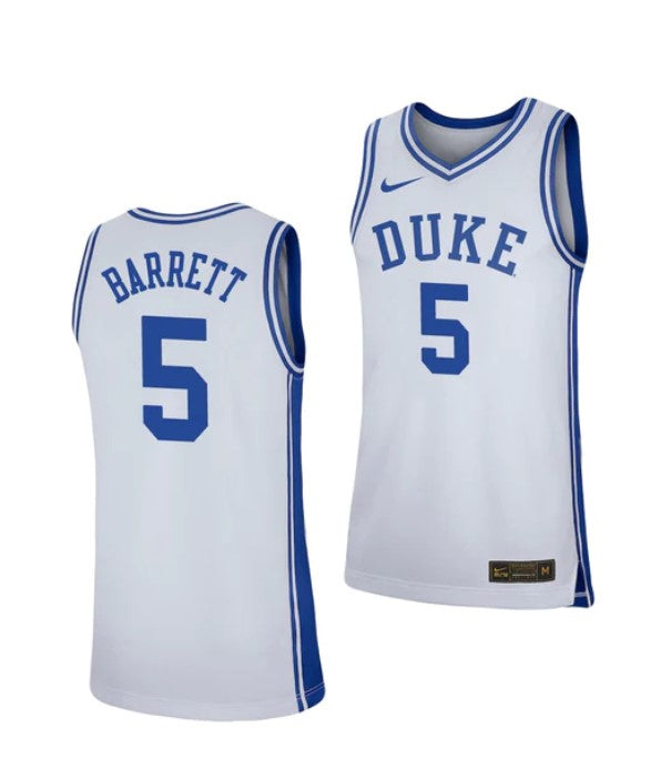 Men's #5 RJ Barrett Jersey Duke Blue Devils College Basketball Jerseys White