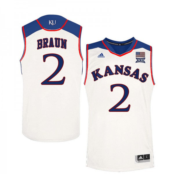 Mens Kansas #2 Christian Braun Jersey White High School College Basketball Jerseys