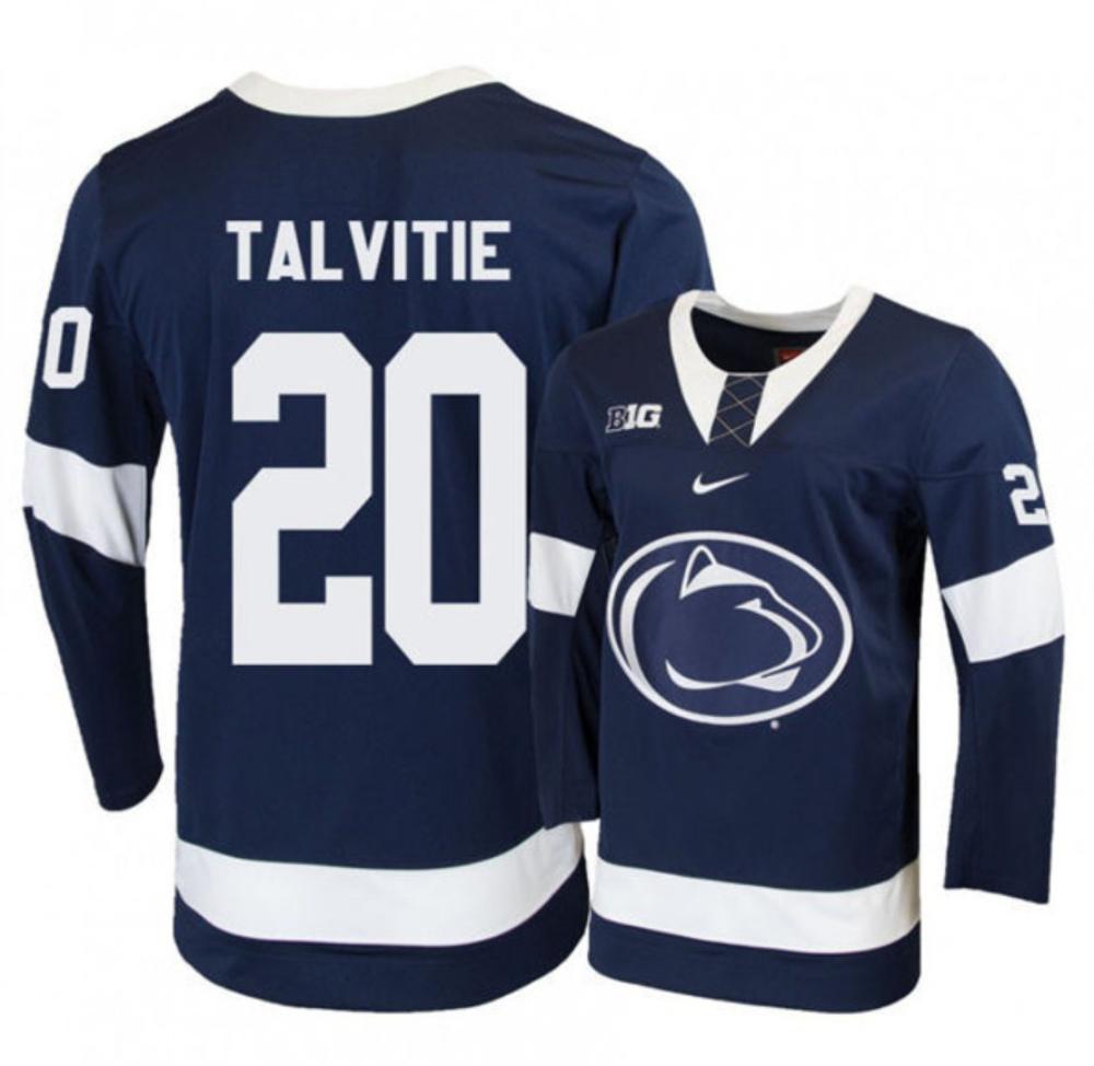 Mens Penn State Nittany Lions #20 Aarne Talvities Stitched Navy Hockey Jersey