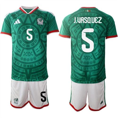 Mexico #5 J.UASQUEZ Jersey National Team x World Cup 2026 Home Green On Field Soccer