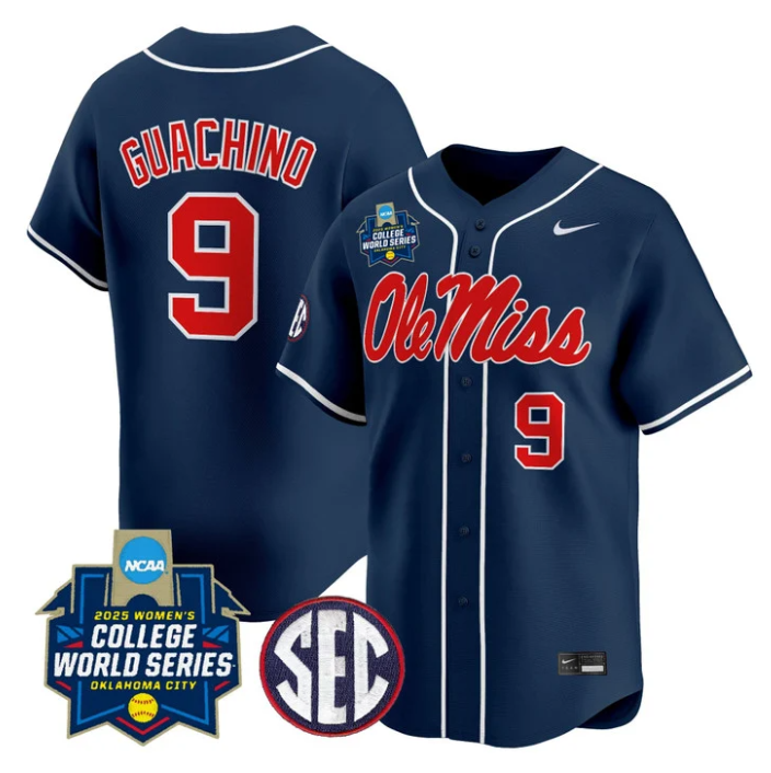 Miali Guachino Jersey #9 Ole Miss Rebels Softball 2025 World Series Navy