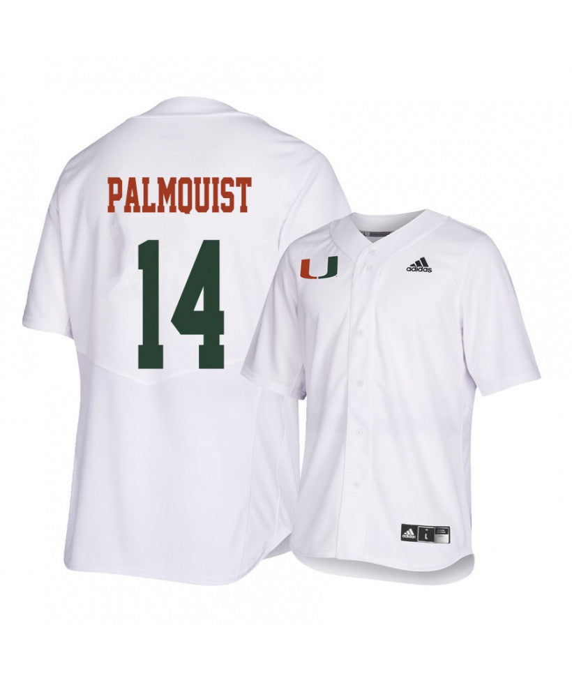 Miami Hurricanes 14 Carson Palmquist White College Baseball Jersey