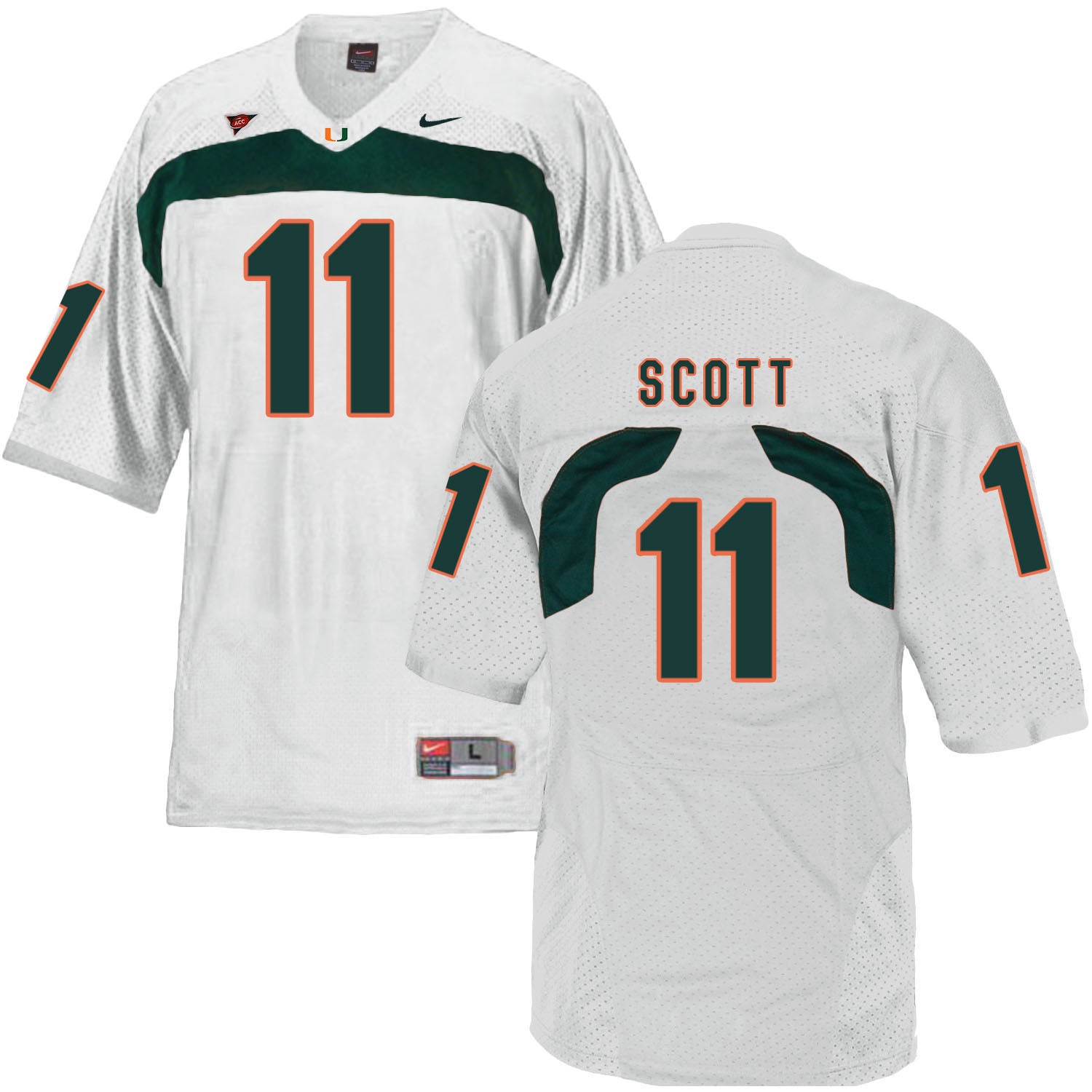 Miami Hurricanes #11 Scott NCAA College Football Jersey White