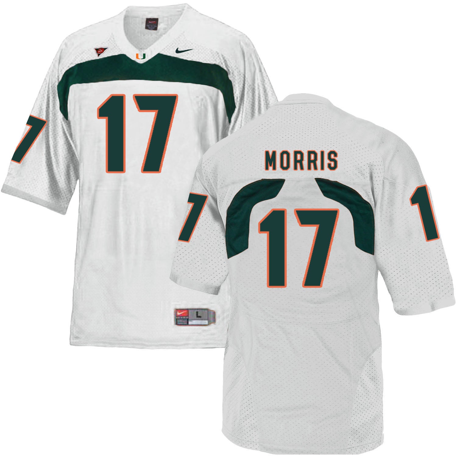 Miami Hurricanes #17 Morris NCAA College Football Jersey White