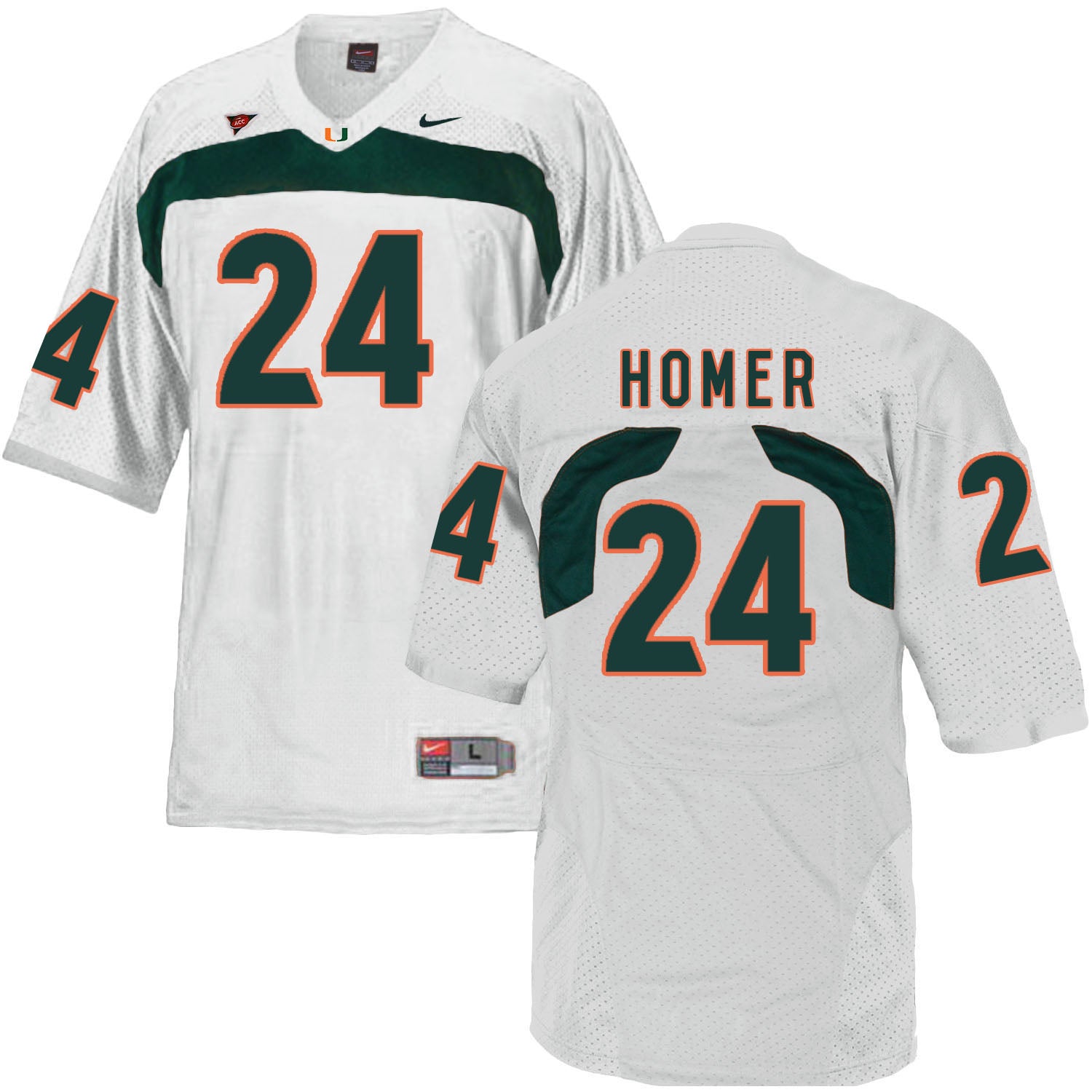 Miami Hurricanes #24 Homer NCAA College Football Jersey White