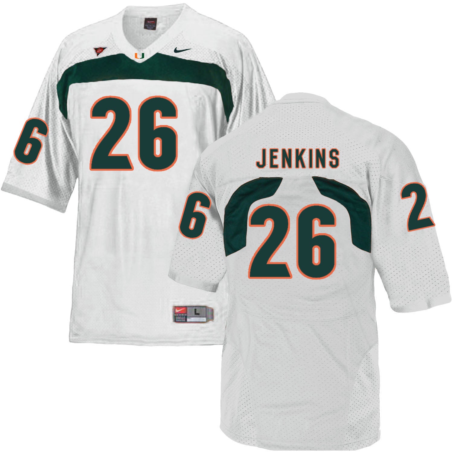 Miami Hurricanes #26 Jenkins NCAA College Football Jersey White