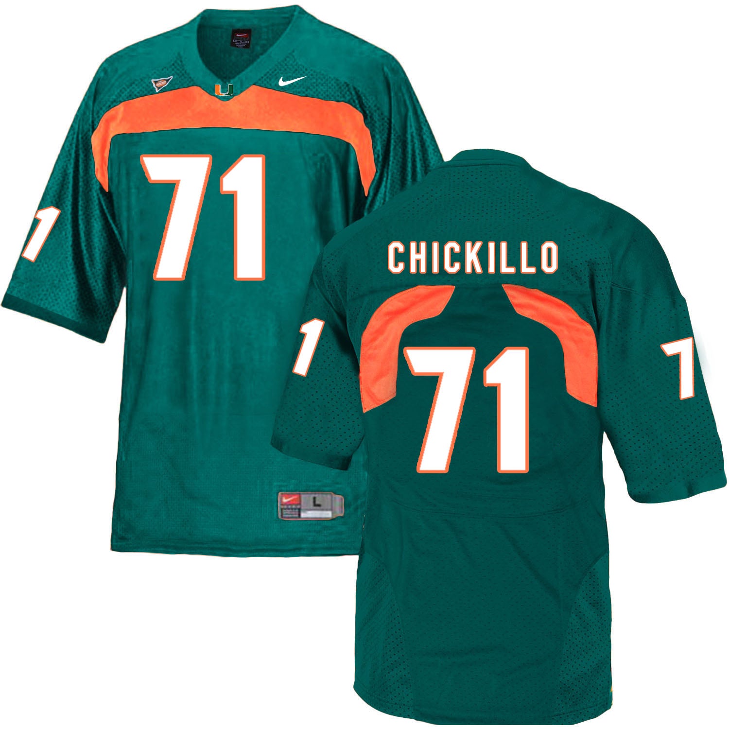 Miami Hurricanes #71 Chickillo NCAA College Football Jersey Green