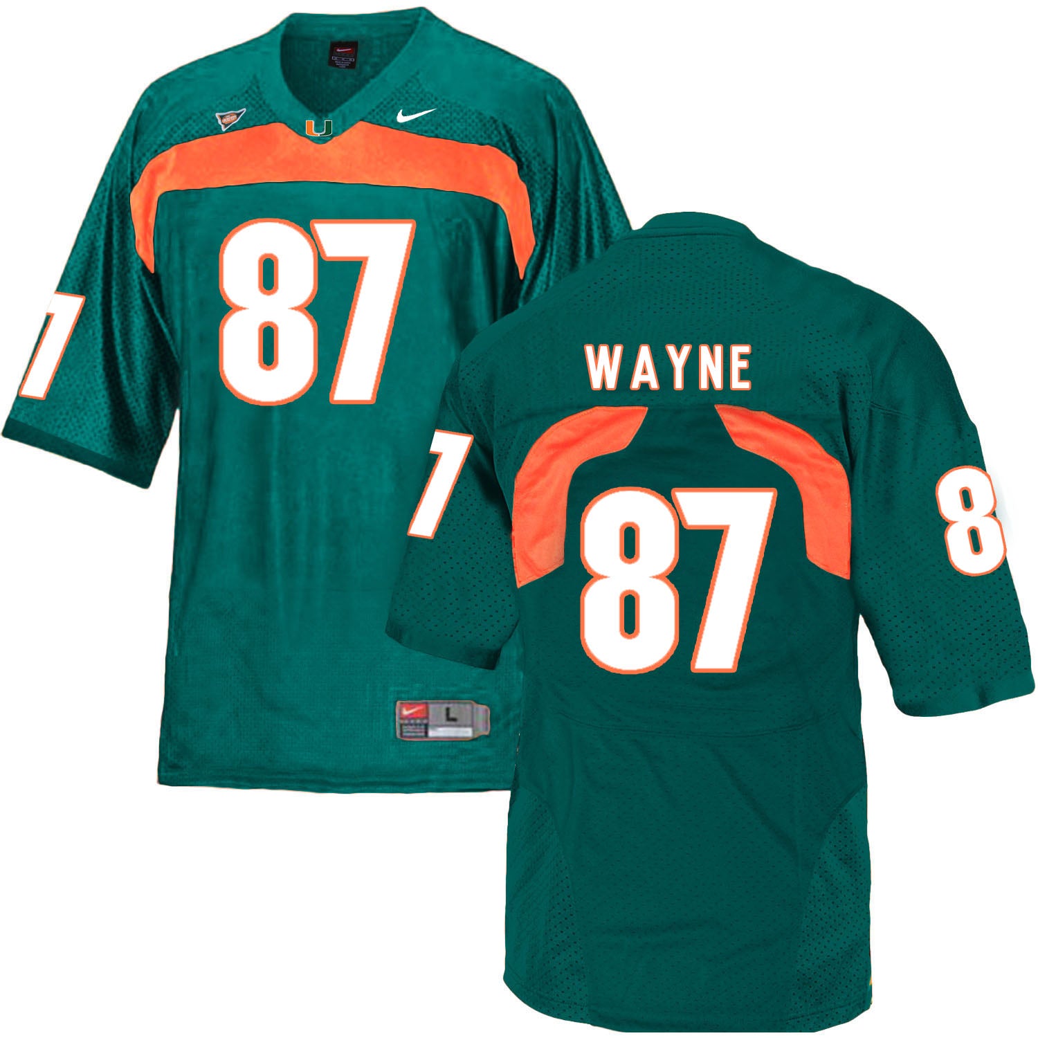 Miami Hurricanes #87 Wayne NCAA College Football Jersey Green