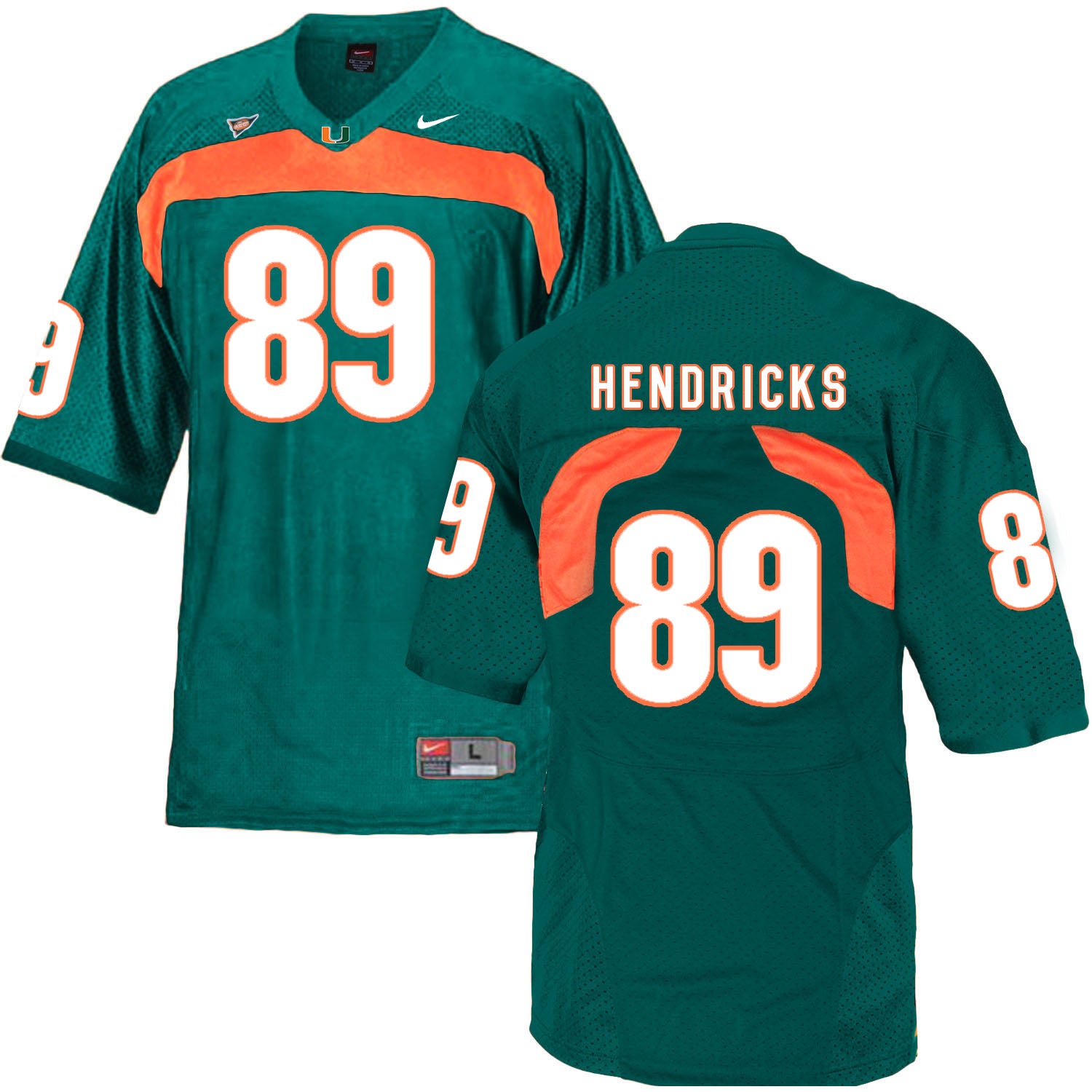 Miami Hurricanes #89 Hendricks NCAA College Football Jersey Green