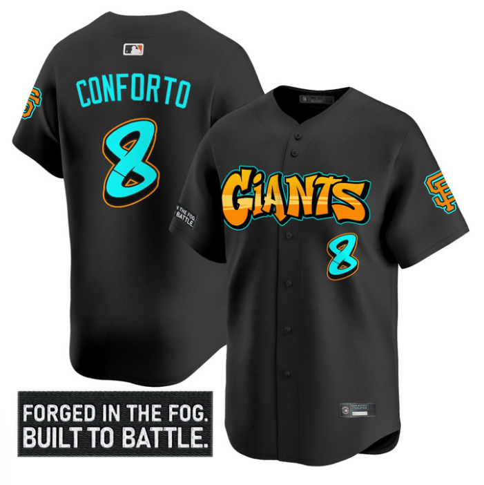 Michael Conforto Jersey #8 San Francisco Giants Graffiti Fog City Drop Black
