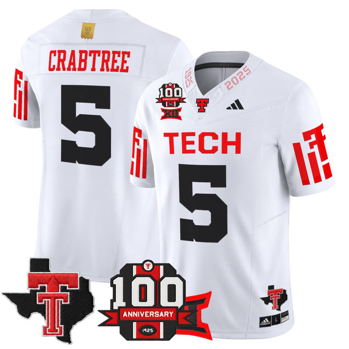 Michael Crabtree Jersey #5 Texas Tech 100th Anniversary Patch 2025