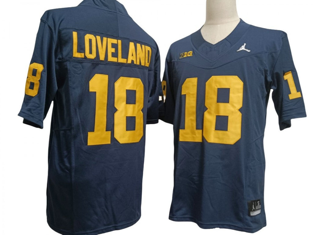 Michigan Wolverines #18 Colston Loveland Vapor F.U.S.E. Limited Jersey Navy