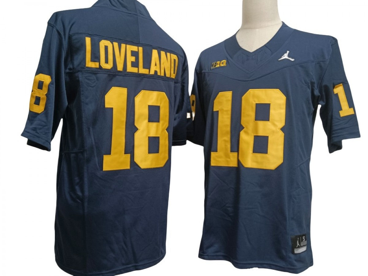Michigan Wolverines #18 Colston Loveland Vapor F.U.S.E. Limited Jersey Navy