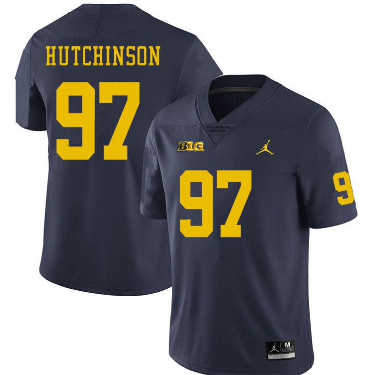 Michigan Wolverines #97 Aidan Hutchinson Navy College Football Jersey