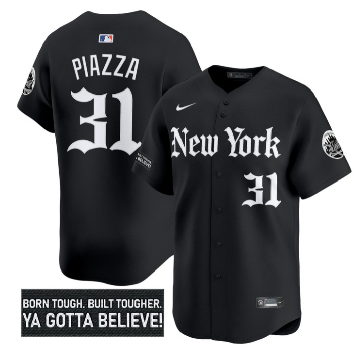 Mike Piazza Jersey #31 New York Mets Gothic Borough Edition Stitched Black