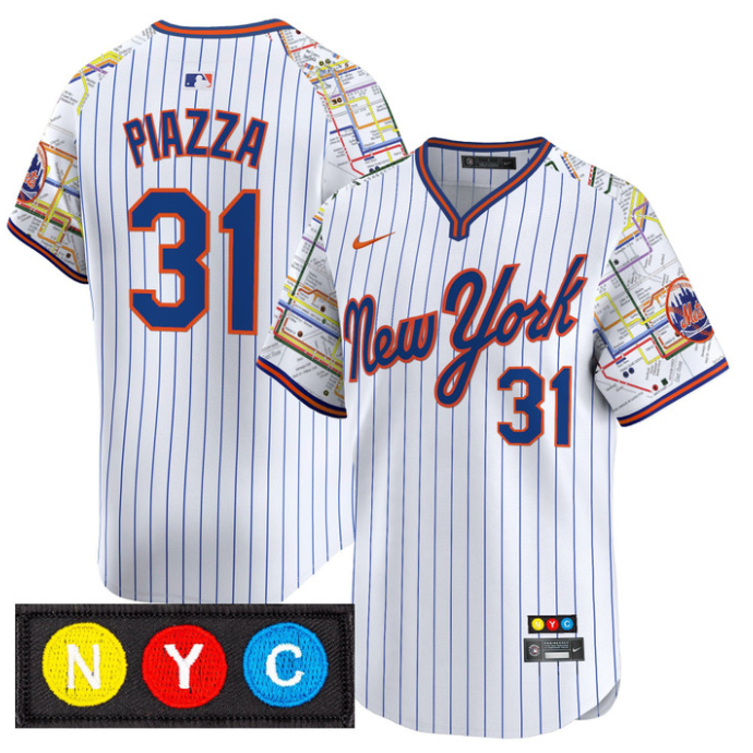Mike Piazza Jersey #31 New York Mets Subway Style Vapor Premier Limited Stitched Pinstripe