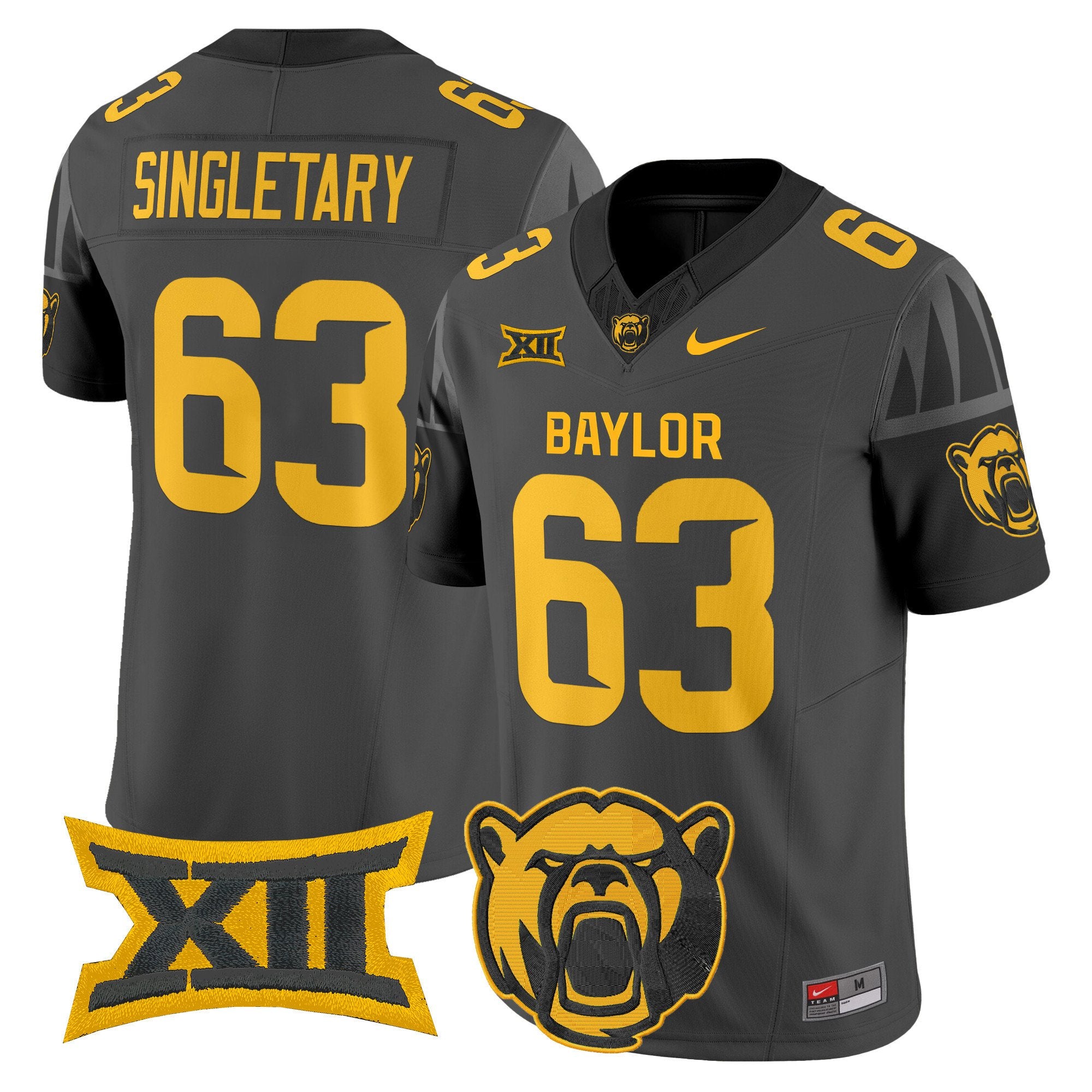 Mike Singletary Jersey #63 Baylor Bears 2025 Vapor Stitched Black