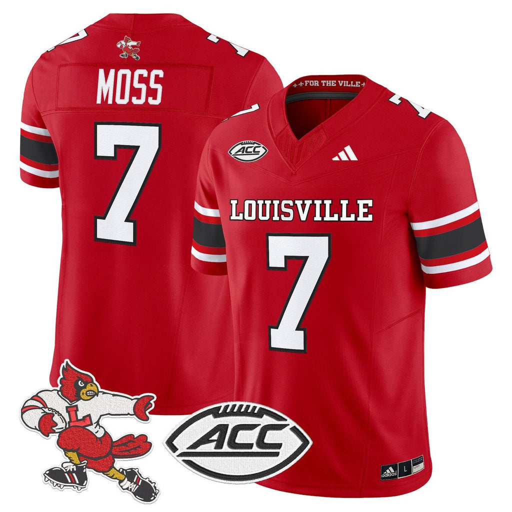 Miller Moss Jersey #7 Louisville Cardinals 1980s Throwback Stitched Red