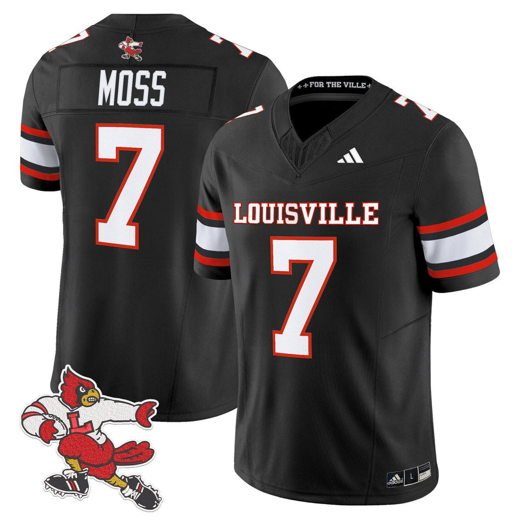 Miller Moss Jersey #7 Louisville Cardinals 1980s Throwback Stitched Black