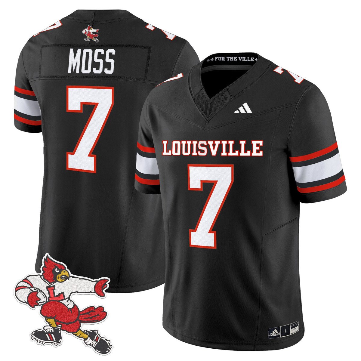 Miller Moss Jersey #7 Louisville Cardinals 1980s Throwback Stitched Black
