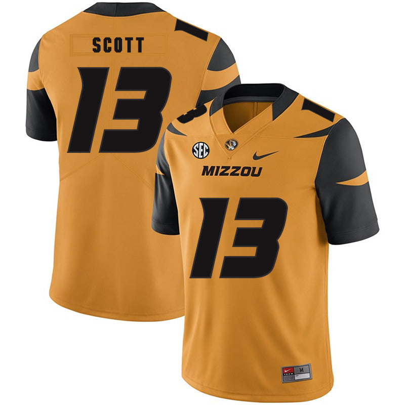 Missouri Tigers #13 Kam Scott NCAA College Football Jersey Gold