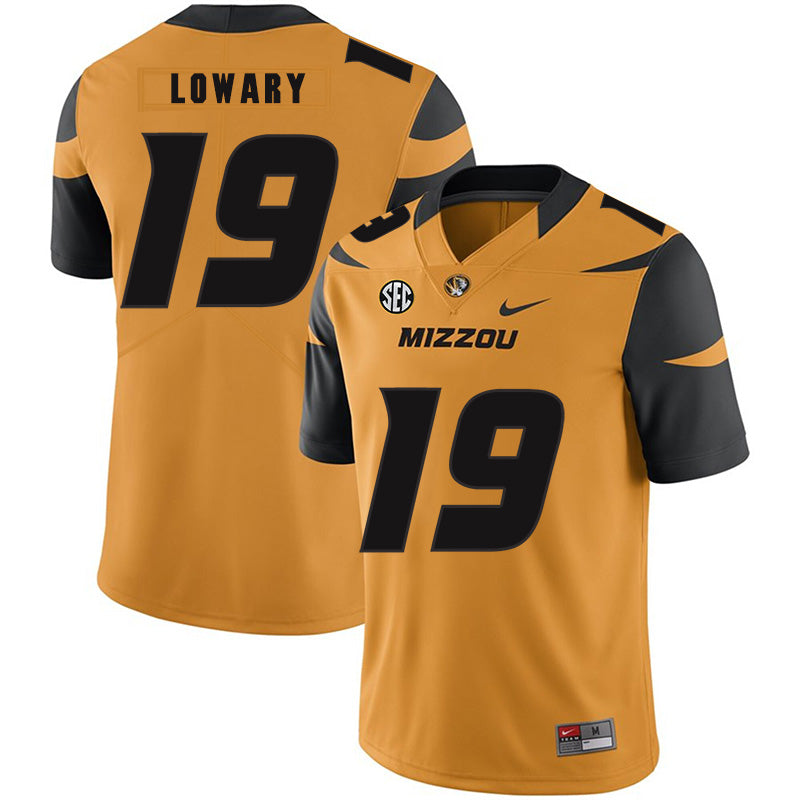 Missouri Tigers #19 Jack Lowary NCAA College Football Jersey Gold