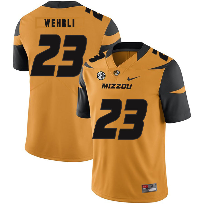 Missouri Tigers #23 Roger Wehrli NCAA College Football Jersey Gold