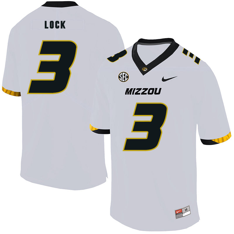 Missouri Tigers #3 Drew Lock NCAA College Football Jersey White