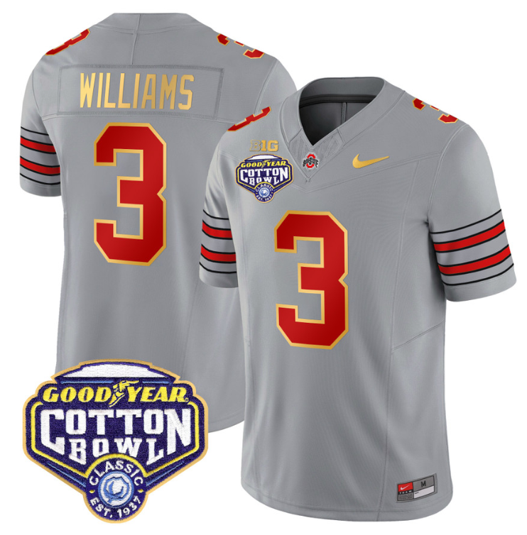 Miyan Williams Jersey #3 Ohio State 'Heritage Stripe' Cotton Bowl Gray