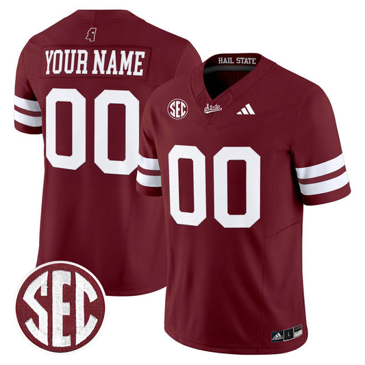 Custom Mississippi State Bulldogs Jersey Name, Number Dark Mode Stitched Maroon
