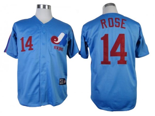 Montreal Expos #14 Pete Rose White Stripe Throwback Jersey