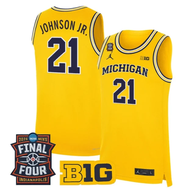 Morez Johnson Jr Jersey #21 Michigan Wolverines 2026 Final Four Stitched Maize