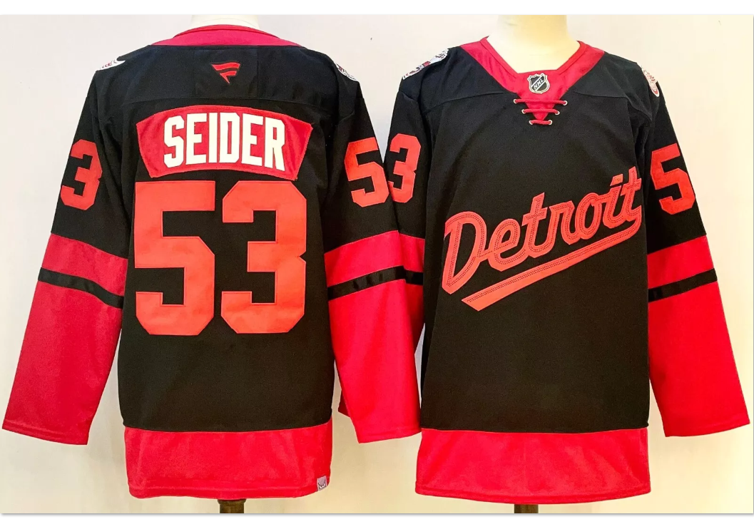 Moritz Seider Jersey #53 Detroit Red Wings 2025 Stadium Series Stitched Black