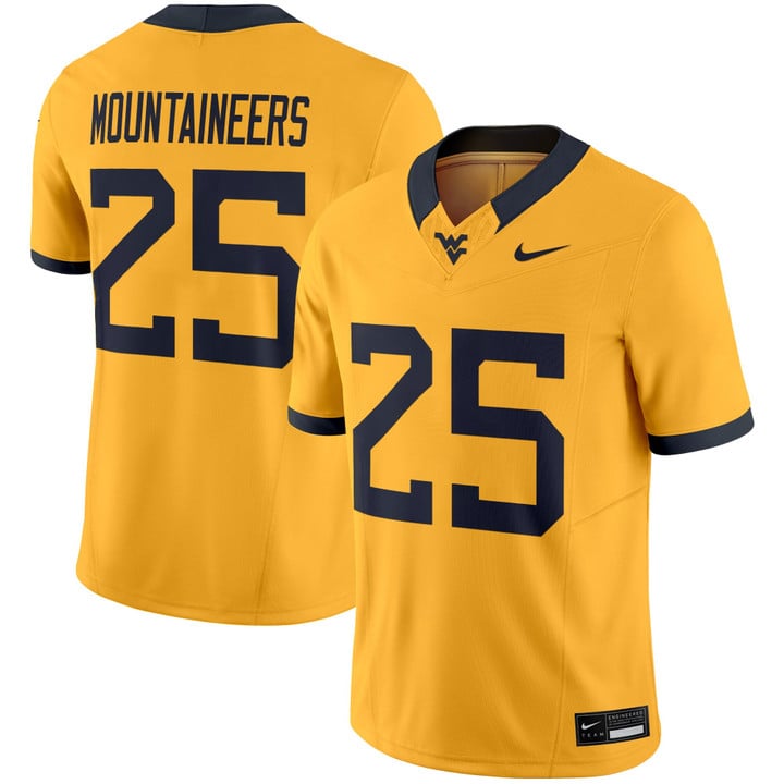 Mountaineers Jersey #25 West Virginia Mountaineers 2025 Limited Stitched Gold
