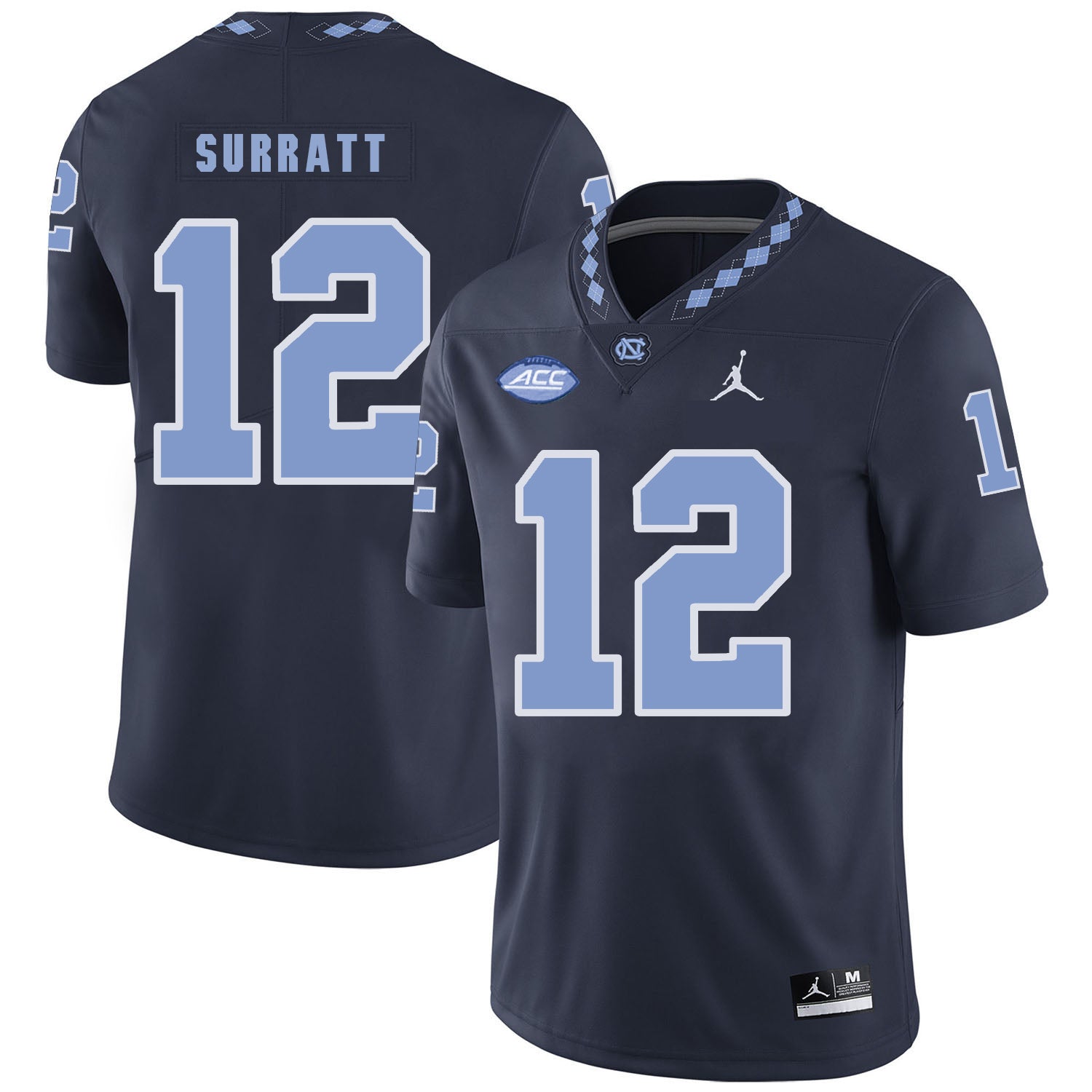 North Carolina Tar Heels #12 Chazz Surratt Football Jersey Black