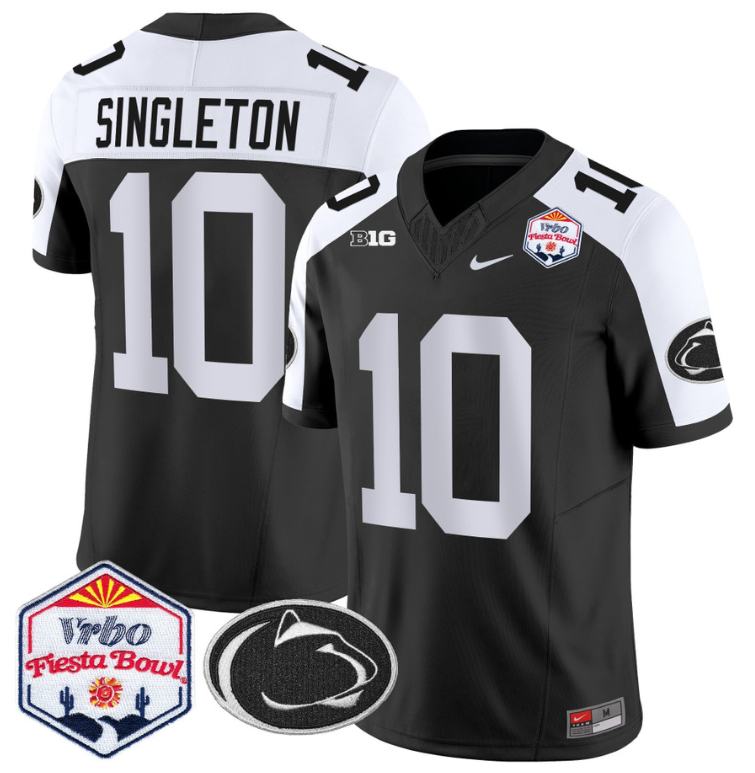 Nicholas Singleton Jersey #10 Penn State 2024 Fiesta Bowl Patch Black Alternate