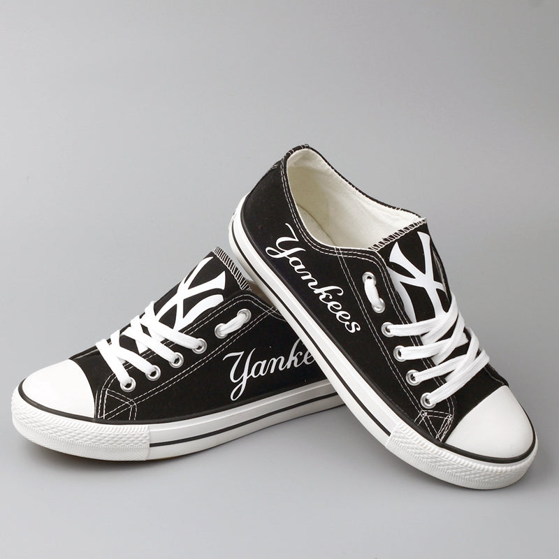 New York Yankees Limited Print MLB Baseball Fans Low Top Canvas Shoes Sport Sneakers T-D806H