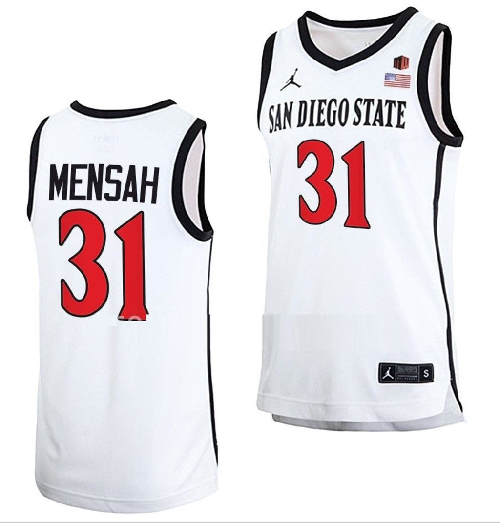 Nathan Mensah Jersey San Diego State Aztecs College Basketball Home White #31
