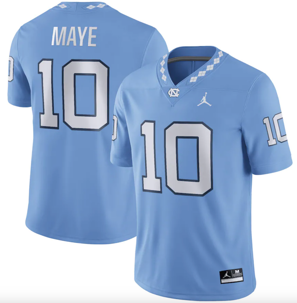 North Carolina Tar Heels Game Drake Maye Jersey #10 College Football Blue