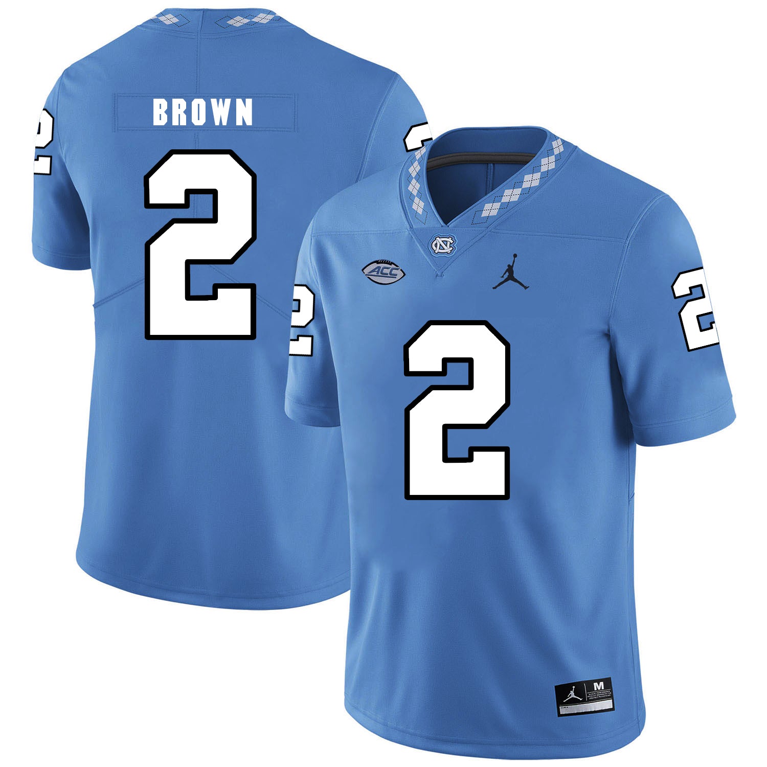 North Carolina Tar Heels #2 Jordon Brown NCAA Football Jersey Blue