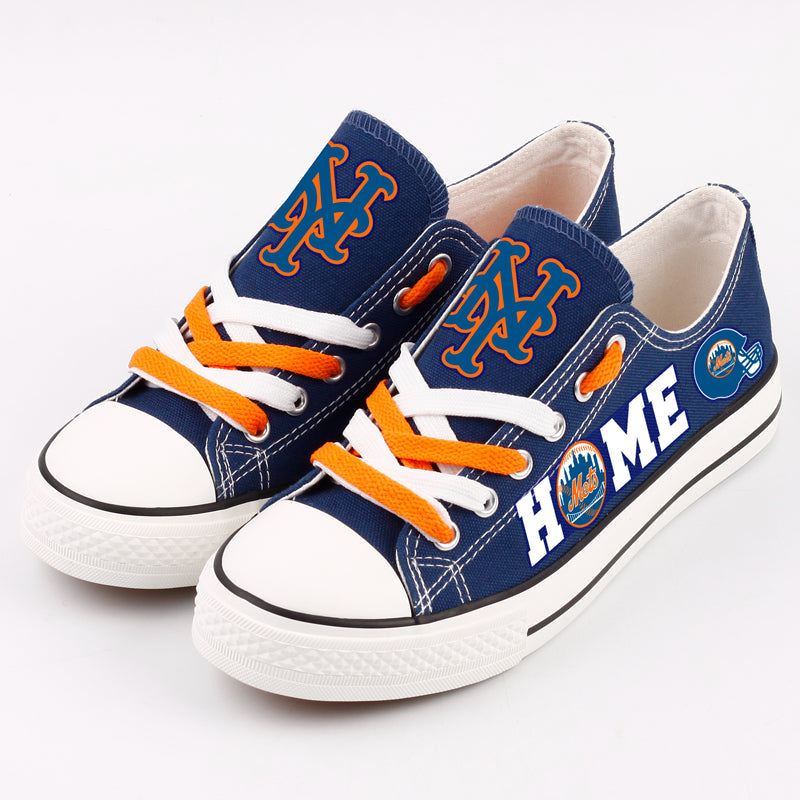New York Mets Limited Print MLB Baseball Fans Low Top Canvas Shoes Sport Sneakers T-DAC162L
