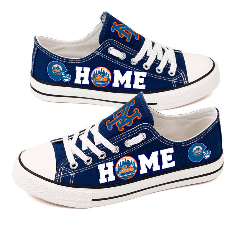 New York Mets Limited Print MLB Baseball Fans Low Top Canvas Shoes Sport Sneakers T-DAC162L